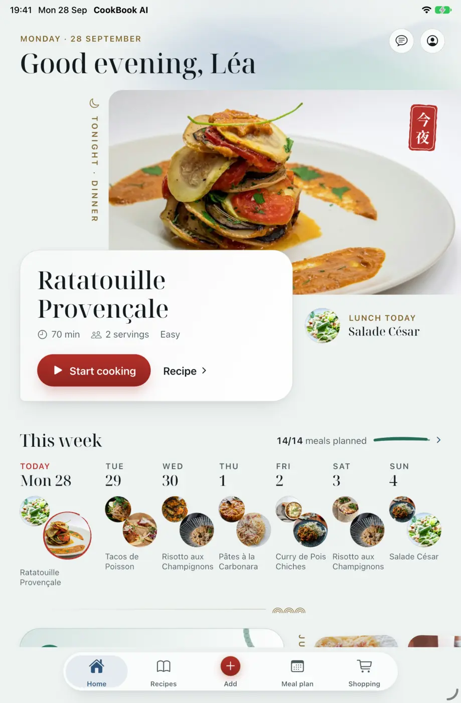 CookBook AI sur iPad