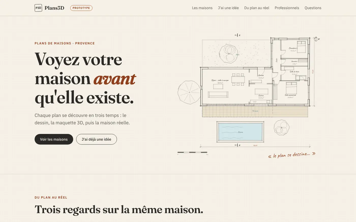 Plans3D, accueil